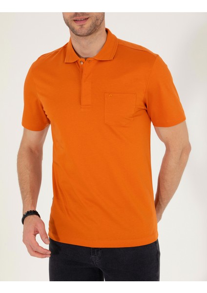 Erkek Kahverengi Regular Fit Polo Yaka Merserize Tişört 50262668-VR040