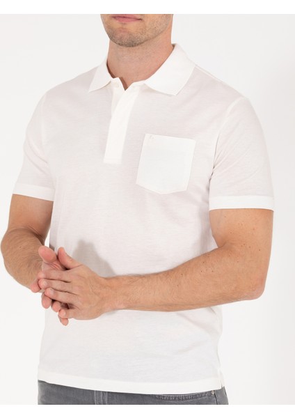 Erkek Beyaz Regular Fit Polo Yaka Merserize Tişört 50262668-VR013