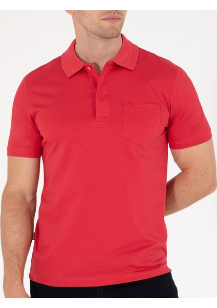 Erkek Kırmızı Regular Fit Polo Yaka Merserize Tişört 50262668-VR030