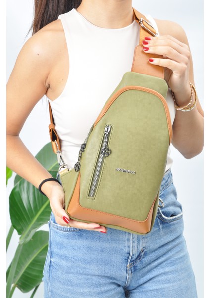 kadın crossbody omuz ve çapraz askılı haki