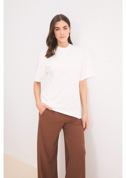 Relax Fit Bisiklet Yaka Basic Düz Kısa Kollu Tişört Tunik E1948AX25SP