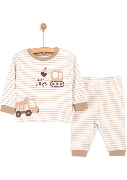 Kamyon Desen Bisiklet Yaka Pijama Takımı Erkek Bebek