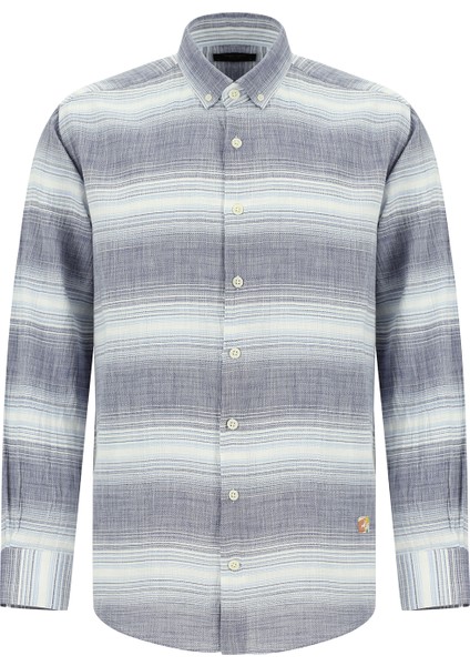 Uzun Kol Regular Fit Spor Çizgili Pamuk Gömlek