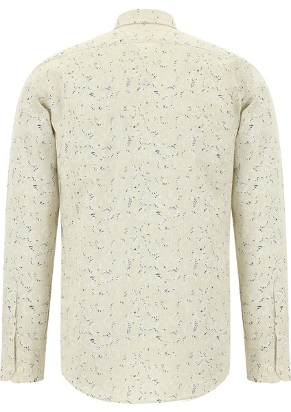 Uzun Kol Slim Fit Dar Kesim Spor Baskılı Keten Gömlek fiyatları