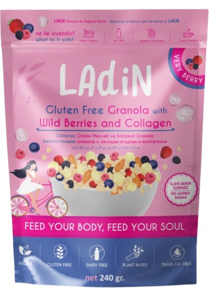 Glütensiz Kolajenli ve Orman Meyveli Granola 240 gr