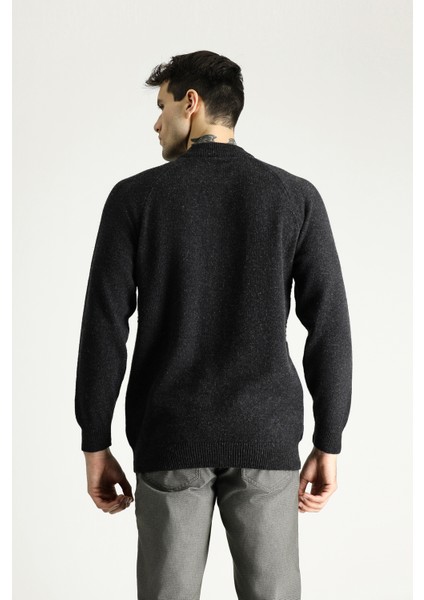 Bato Yaka Slim Fit Dar Kesim Desenli Yünlü Triko Kazak