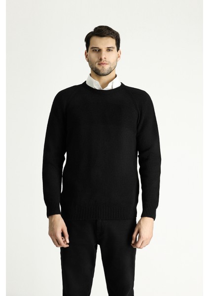 Bisiklet Yaka Slim Fit Dar Kesim Dikişsiz Desenli Yünlü Triko Kazak modelleri