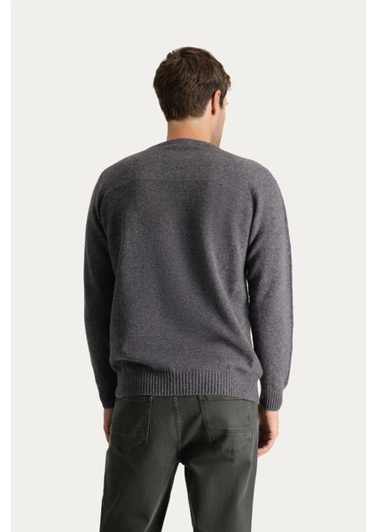 Bisiklet Yaka Slim Fit Dar Kesim Dikişsiz Desenli Yünlü Triko Kazak fırsatları