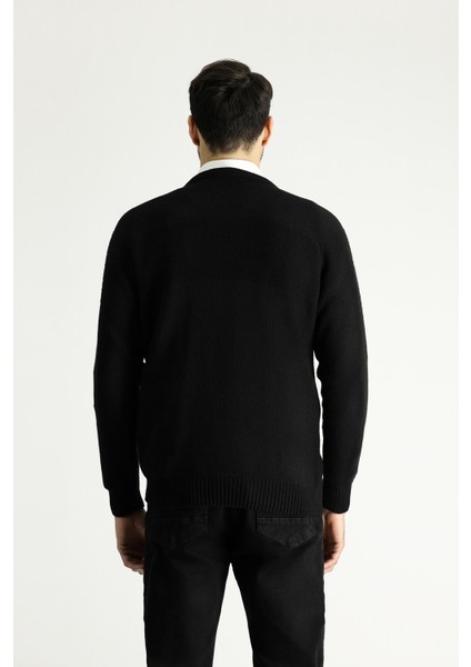 Bisiklet Yaka Slim Fit Dar Kesim Dikişsiz Desenli Yünlü Triko Kazak fırsatları