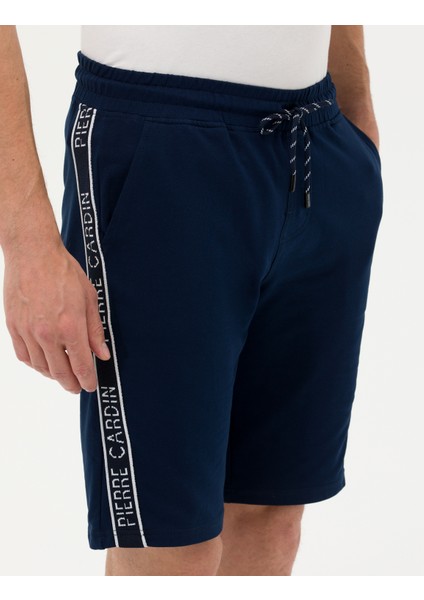 Erkek Lacivert Slim Fit Örme Şort 50264571-VR033