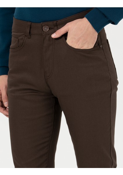 Erkek Kahverengi Slim Fit Kanvas Pantolon 50264764-VR029