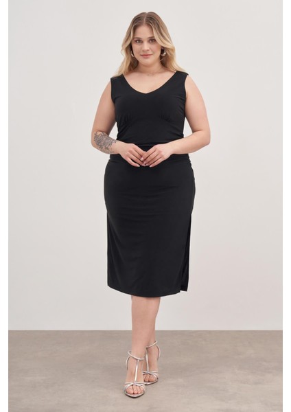 Drape Detaylı Midi Elbise modelleri