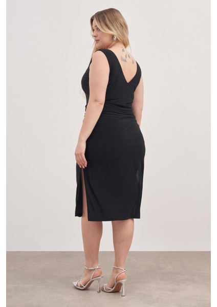 Drape Detaylı Midi Elbise fırsatları