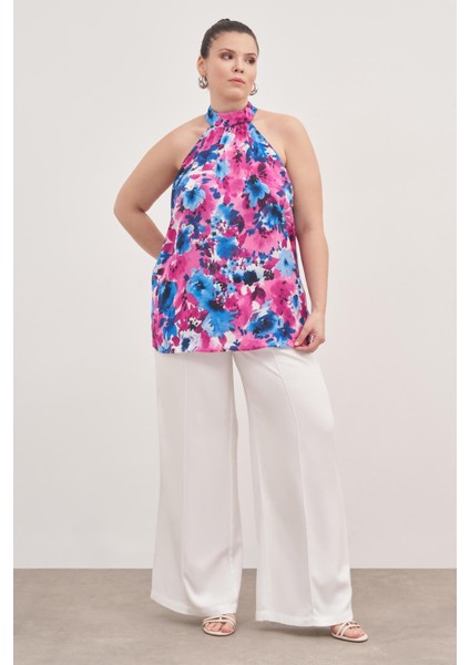 Halter Yakalı Desenli Bluz modelleri