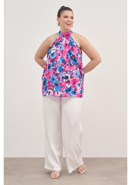 Halter Yakalı Desenli Bluz indirimleri