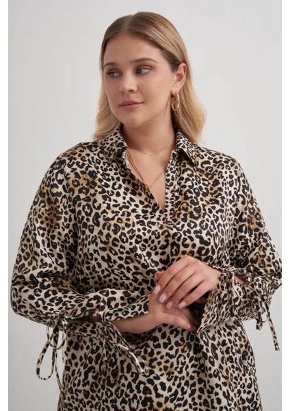 Bağlama Detaylı Leopar Bluz modelleri