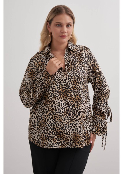Bağlama Detaylı Leopar Bluz fırsatları
