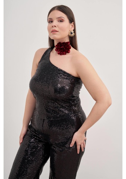 Tek Omuz Astarlı Payetli Top