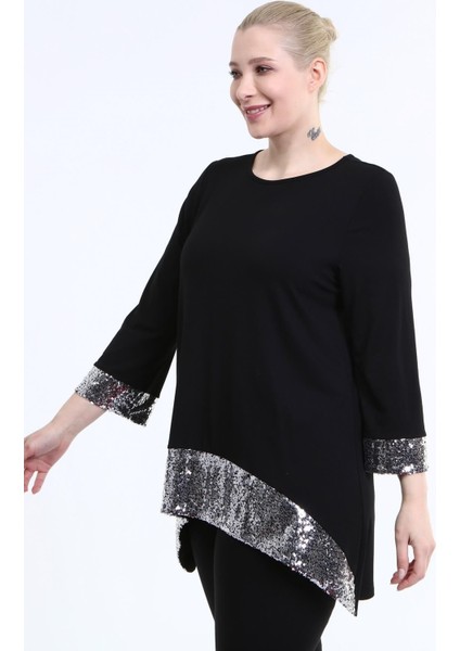 Kolları ve Etek Ucu Payetli Tunik