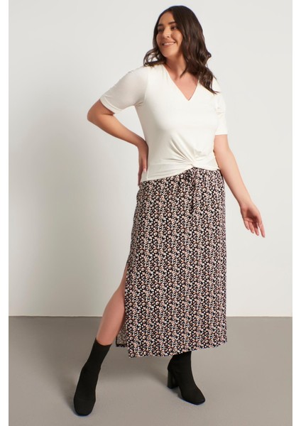 Çiçekli Uzun Penye Etek fiyatları