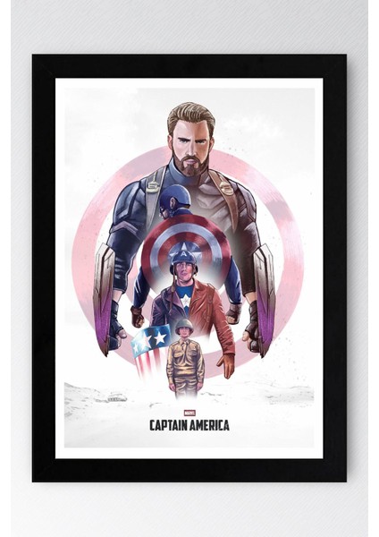 Captain America Çerçeveli Tablo - Kaptan Amerika Marvel Poster Tablo