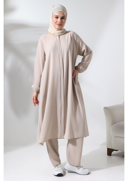 Kadın Hac ve Umre Kıyafeti Tesettür Ikili Takım Krem fiyatları