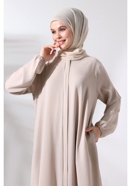 Kadın Hac ve Umre Kıyafeti Tesettür Ikili Takım Krem indirimleri