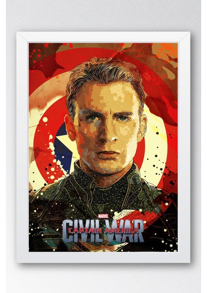Captain America Çerçeveli Tablo - Civil War Marvel Poster Tablo
