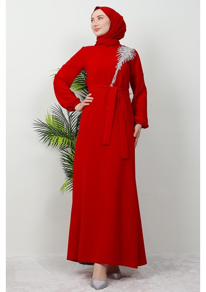 Sinem Tesettür Elbise Kırmızı