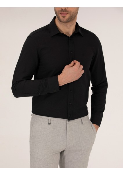 Erkek Siyah Slim Fit Oxford Gömlek 50268227-VR046