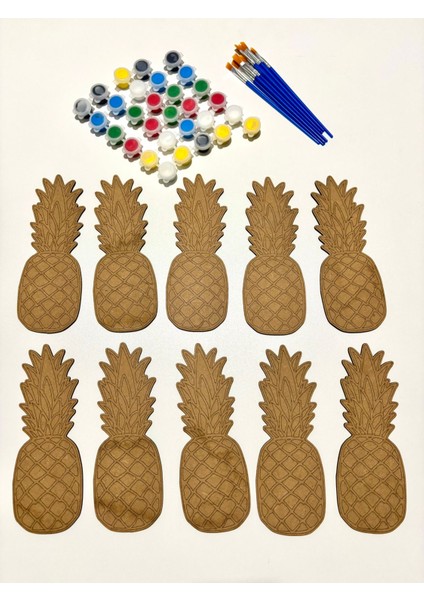 10lu Paket Ahşap Boyama Ananas Eğitici Etkinlik Boya Seti fiyatları