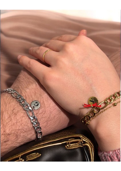 Çelik Bileklik 2 Li Kurdele Harf Detaylı Kararmaz modelleri