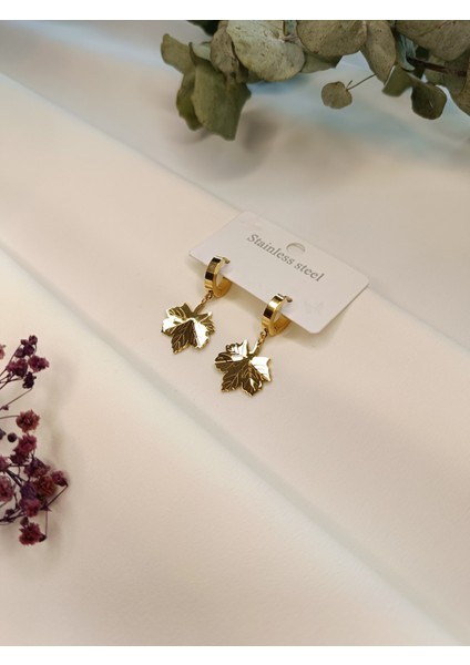 Kadın Gold Renk Yaprak Model 316 L Çelik Küpe fırsatları