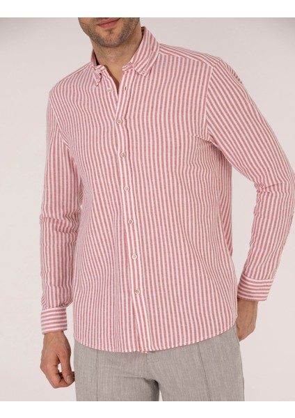 Erkek Kırmızı Regular Fit Uzun Kollu Gömlek 50269387-VR030