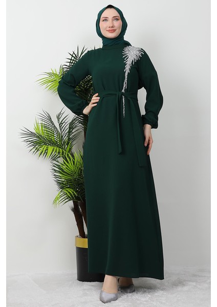Sinem Tesettür Elbise Haki modelleri