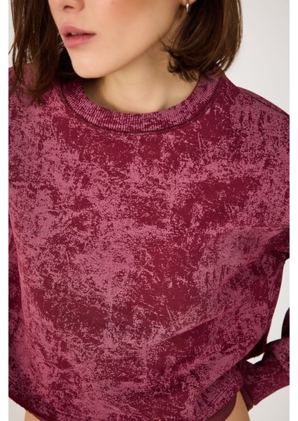 Yıkamalı Basic Crop Sweatshirt