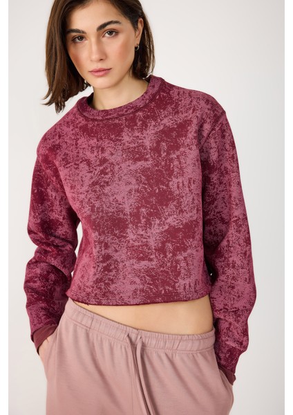 Yıkamalı Basic Crop Sweatshirt