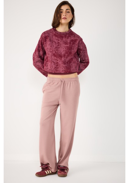 Yıkamalı Basic Crop Sweatshirt
