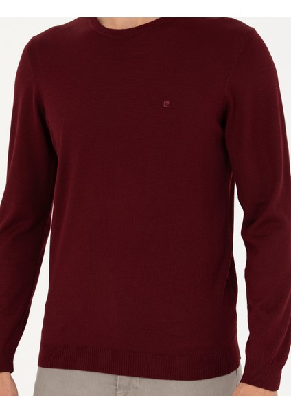 Erkek Kırmızı Slim Fit Bisiklet Yaka Yün Karışımlı Basic Triko Kazak 50270054-VR030