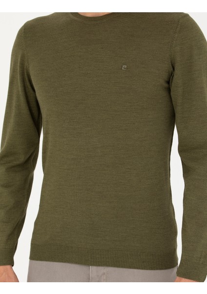 Erkek Açık Yeşil Slim Fit Bisiklet Yaka Yün Karışımlı Basic Triko Kazak 50270054-VR092