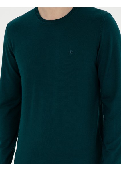 Erkek Yeşil Slim Fit Bisiklet Yaka Yün Karışımlı Basic Triko Kazak 50270054-VR054