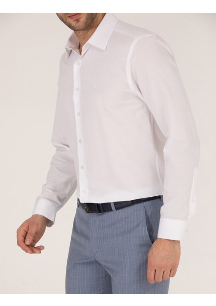 Erkek Beyaz Slim Fit Uzun Kollu Gömlek 50269448-VR013
