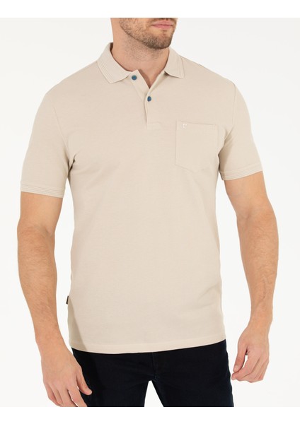 Erkek Taş Regular Fit Polo Yaka Basic Tişört 50269604-VR049