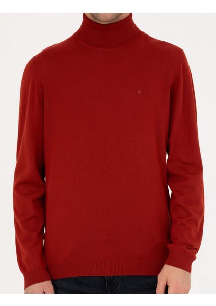 Erkek Kiremit Slim Fit Balıkçı Yaka Yün Karışımlı Basic Triko Kazak 50270052-VR031