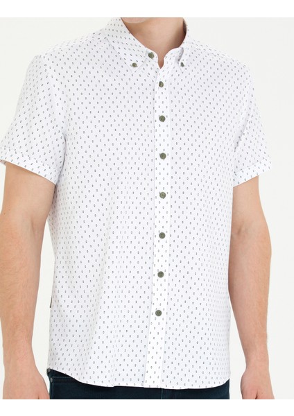 Erkek Haki Slim Fit Kısa Kollu Gömlek 50269453-VR027