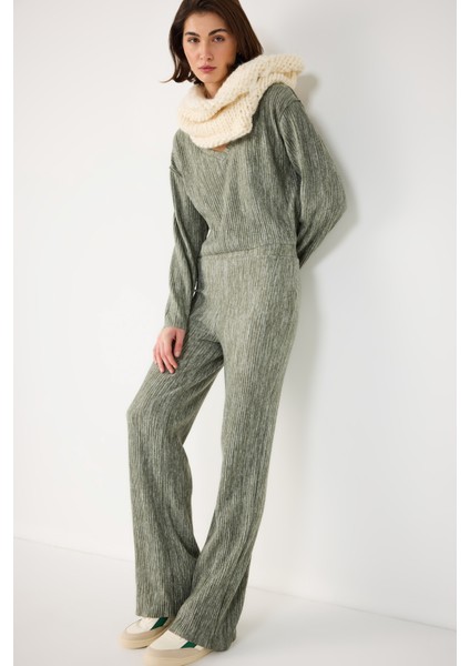 Beli Lastikli Fitilli Yumuşak Pantolon