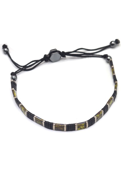 Deri ve Yeşim Taşlı Doğal Taş Bay-Bayan Bileklik 201023650