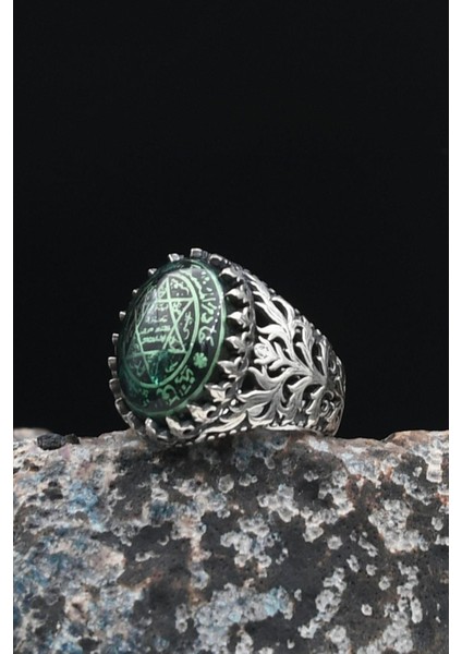 925 Ayar Gümüş Erkek Yüzüğü Sıkma Kehribar Taşlı Hz. Süleyman Mührü 901454 modelleri