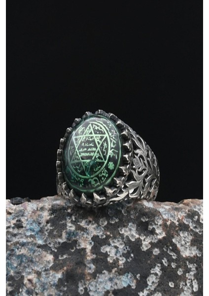 925 Ayar Gümüş Erkek Yüzüğü Sıkma Kehribar Taşlı Hz. Süleyman Mührü 901454 fırsatları