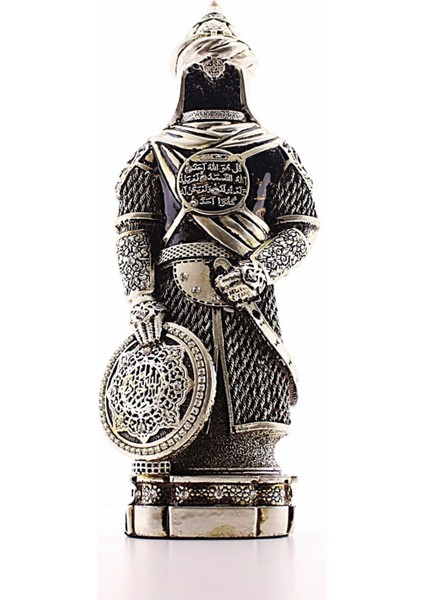 Polyester Üzerine Metal Kaplama Biblo Zırhlı Cevşen Ayetli Asker Gümüş Biblo 3 Boyutlu Küçük Boy 24 cm fiyatları